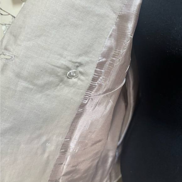 DAVID BROOKS LINEN TAN JACKET DOUBLE BREASTED SAFARI STYLE SHORT SLEEVE SIZE XL - Picture 8 of 10